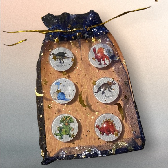 Set/6 𝑯𝒂𝒏𝒅𝒎𝒂𝒅𝒆 Dinosaur Magnets Cabochons Gift - Picture 2 of 8